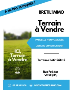 VITRE – TERRAIN CONSTRUCTIBLE – A VENDRE